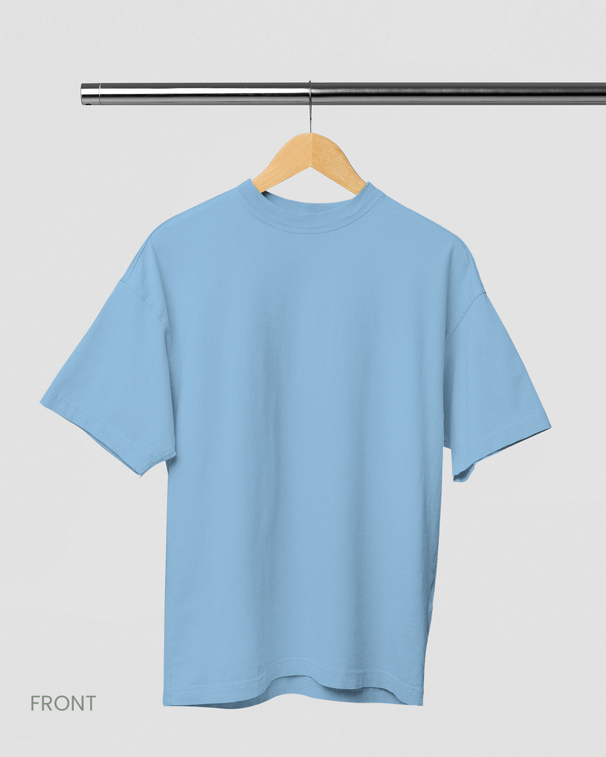 SOLID PLAIN BABY BLUE OVERSIZED T-SHIRT FOR MEN