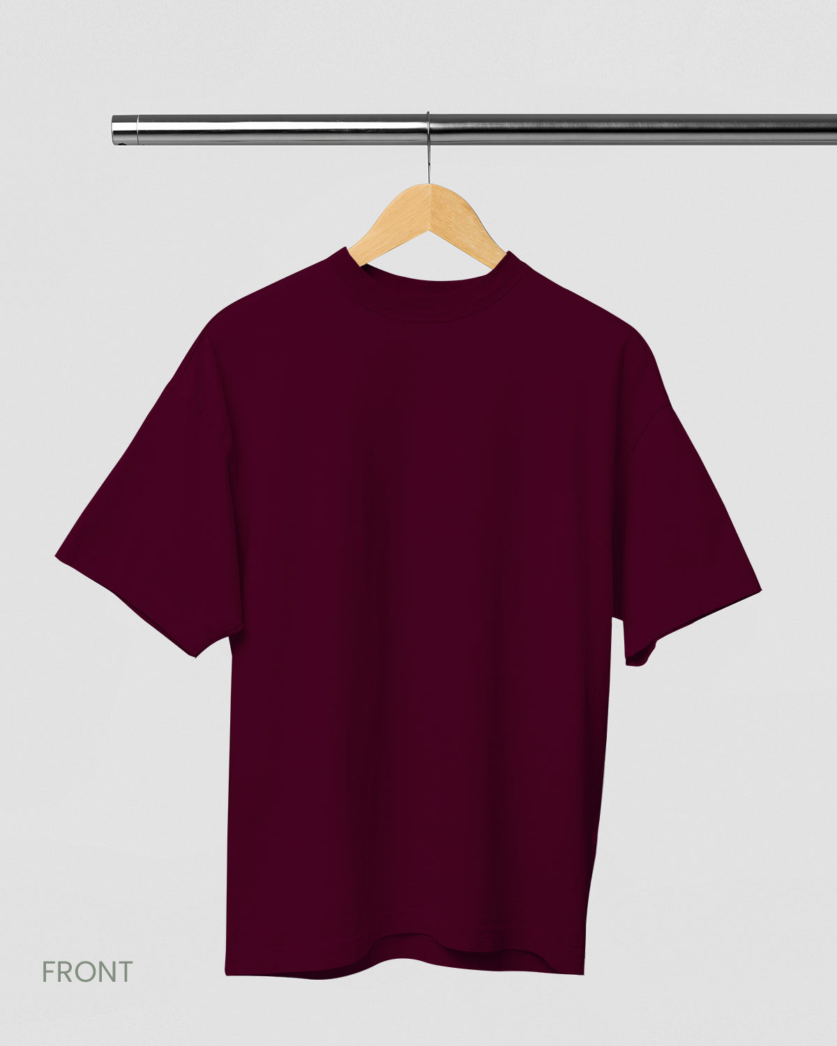SOLID PLAIN: BURGUNDY OVERSIZED T-SHIRT FOR MEN