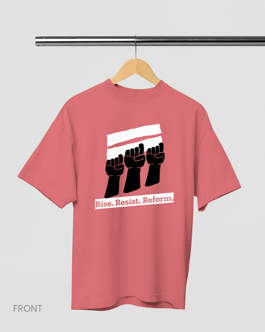RISE-RESIST-REFORM: DUSTY ROSE OVERSIZED T-SHIRT