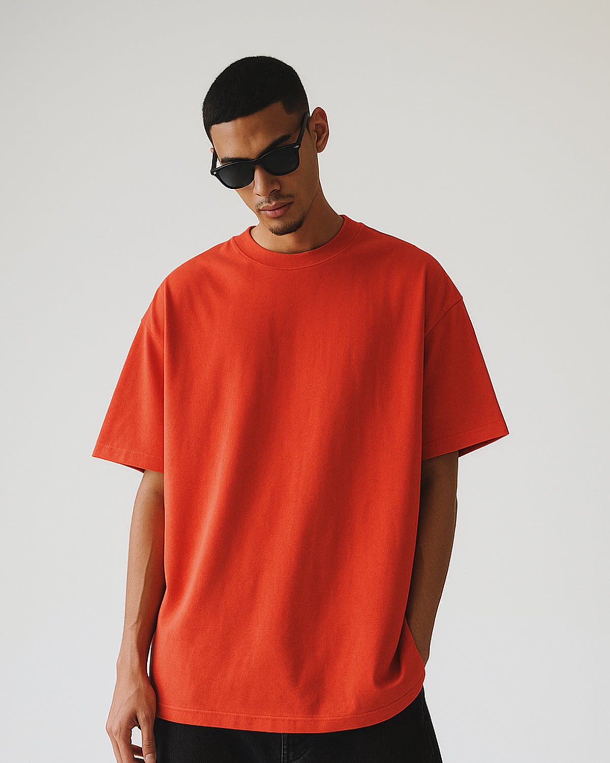 SOLID PLAIN: BRICK RED PREMIUM OVERSIZED T-SHIRT