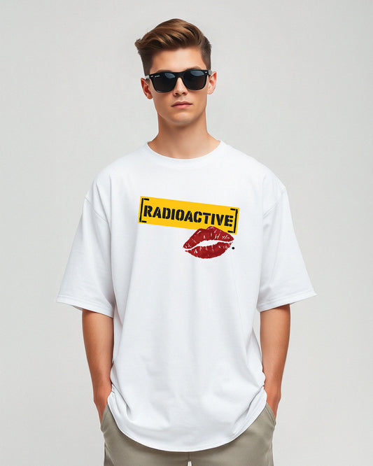 RADIOACTIVE: WHITE OVERSIZED T-SHIRT FOR MEN