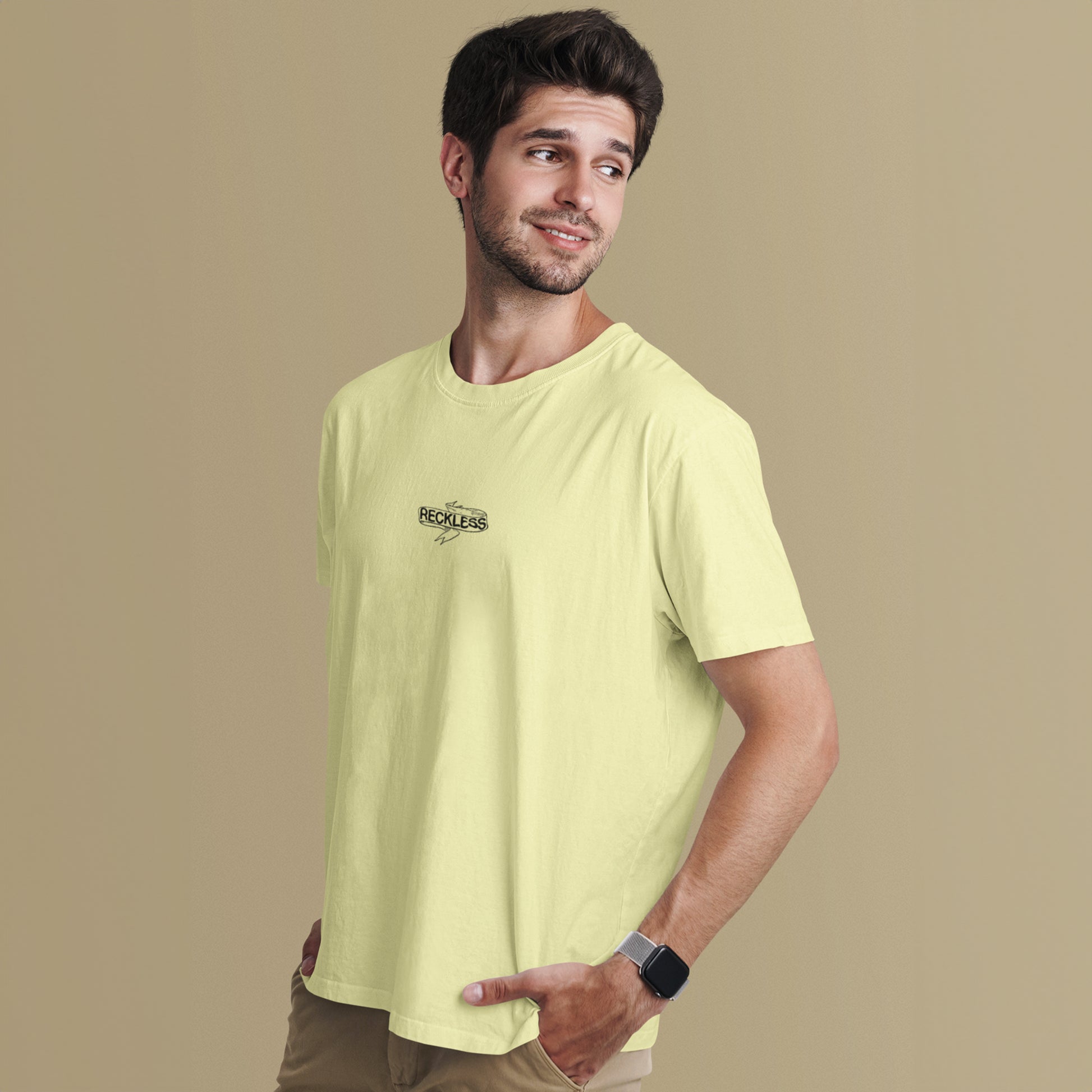 reckless-butter-yellow-round-neck-t-shirt