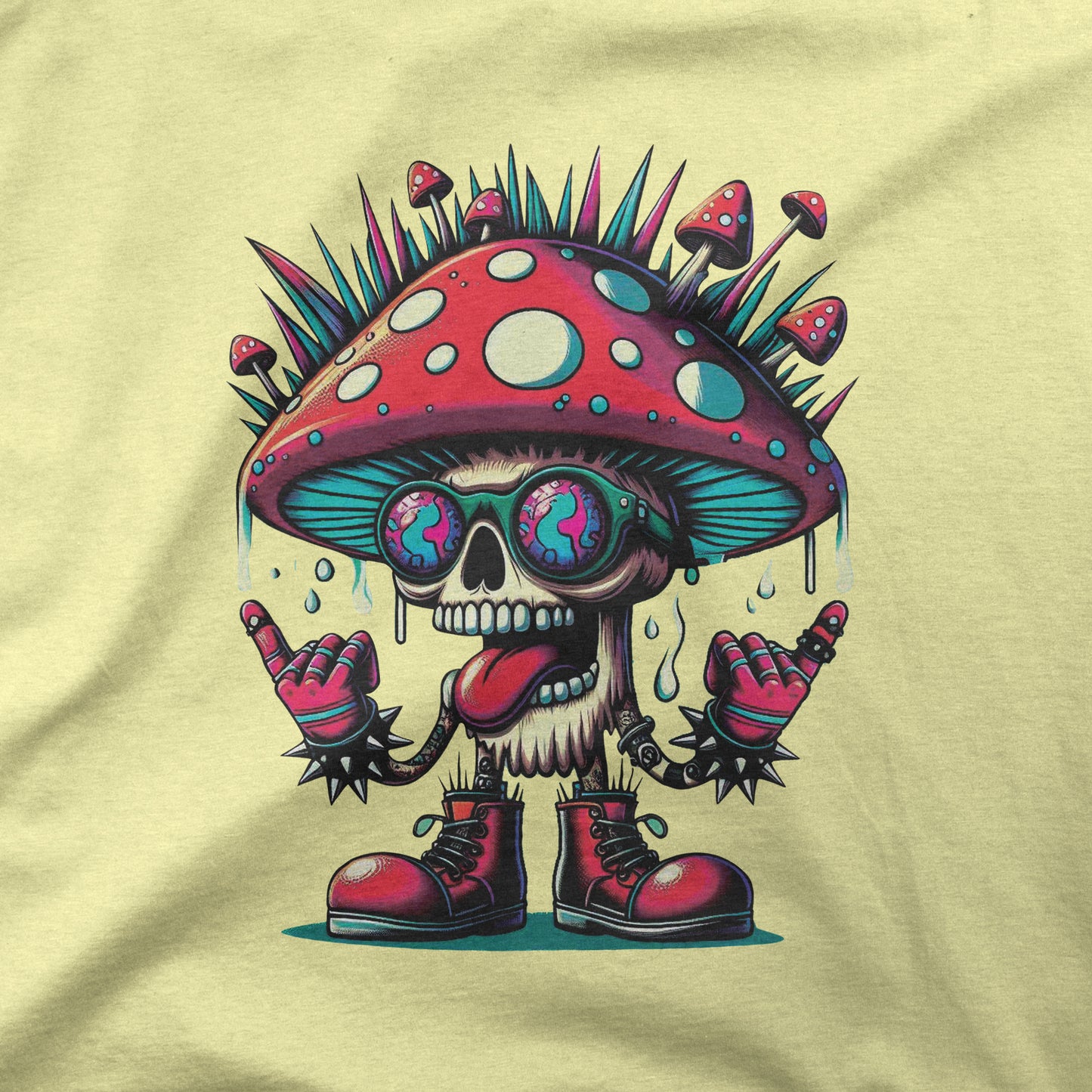 shroom-butter-yellow-round-neck-t-shirt