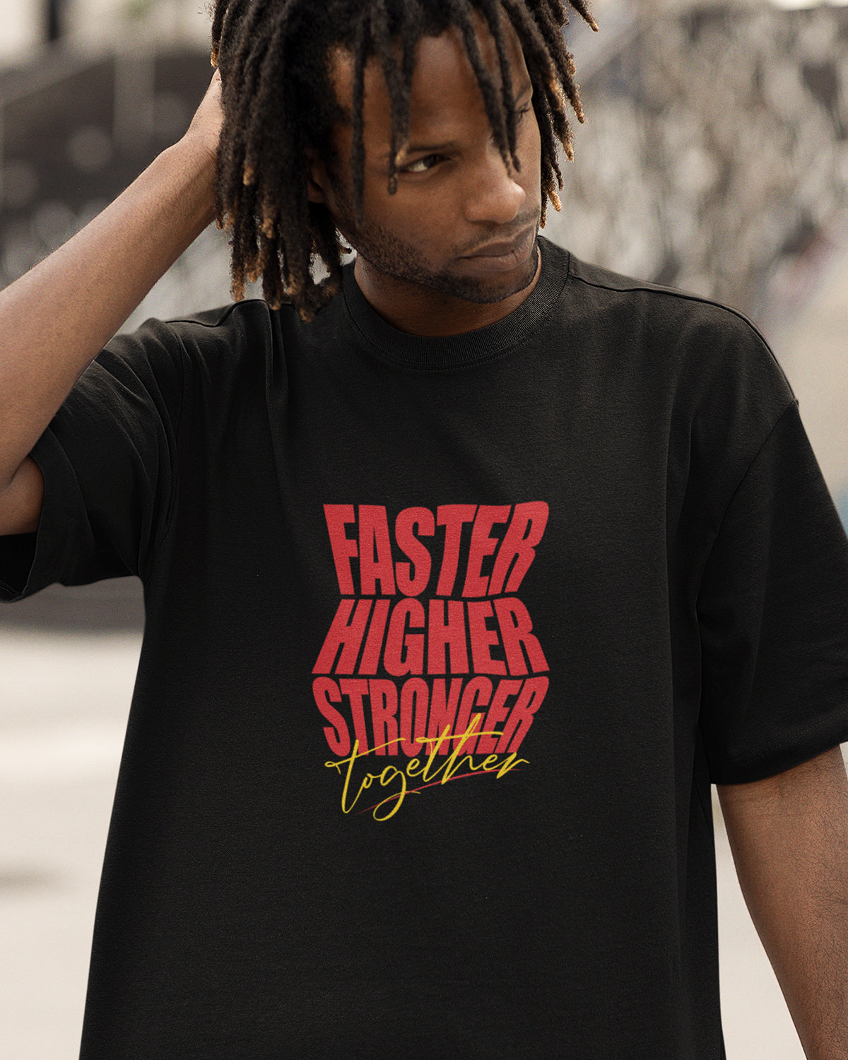 STRONGER: BLACK OVERSIZED T-SHIRT FOR MEN