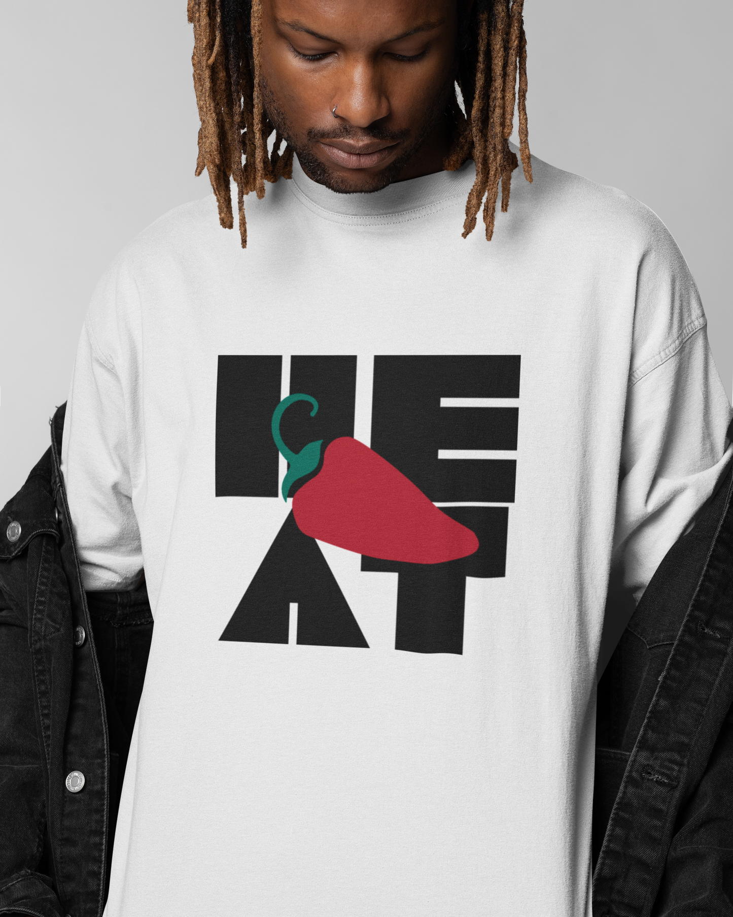 HEAT: WHITE OVERSIZED MEN'S T-SHIRT
