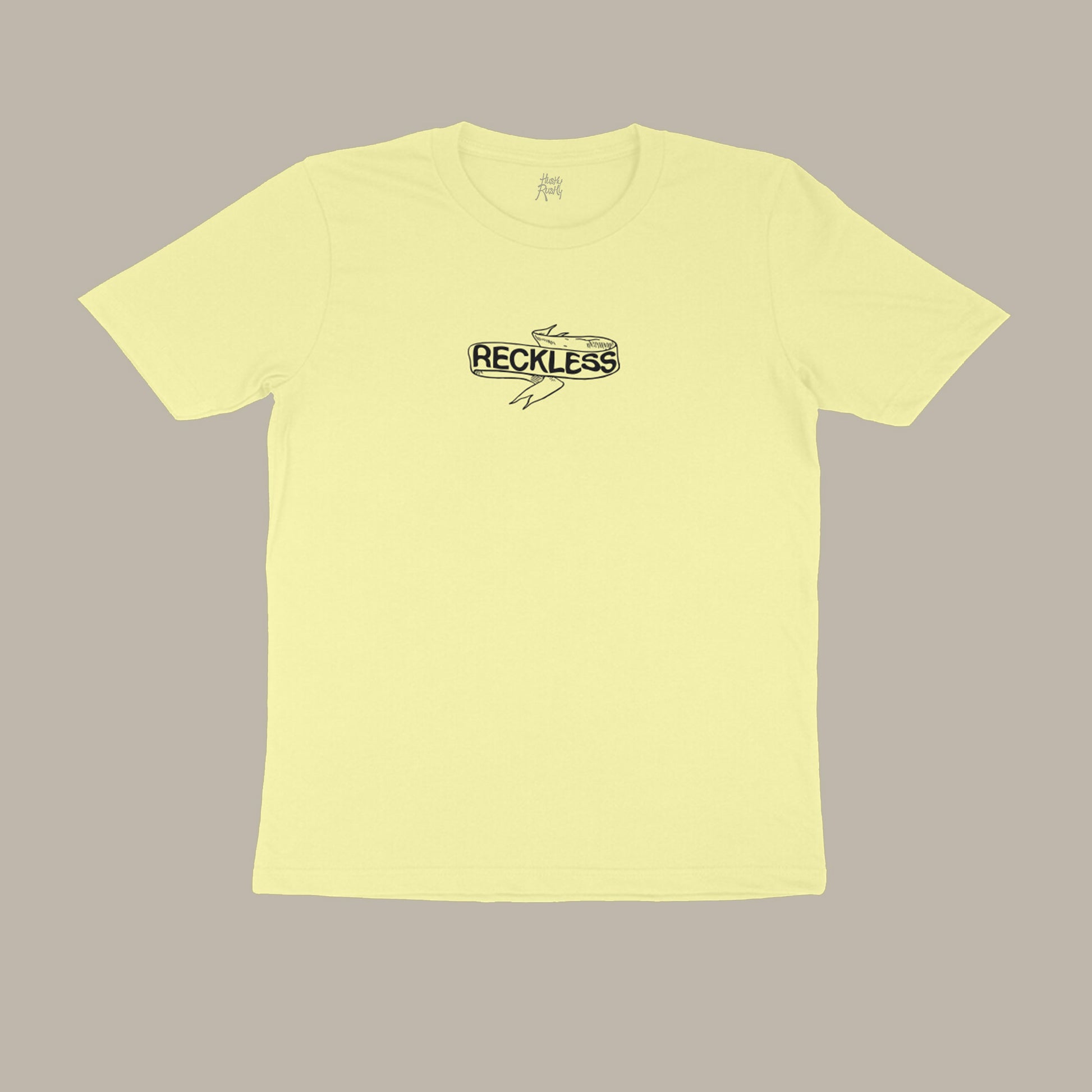 reckless-butter-yellow-round-neck-t-shirt