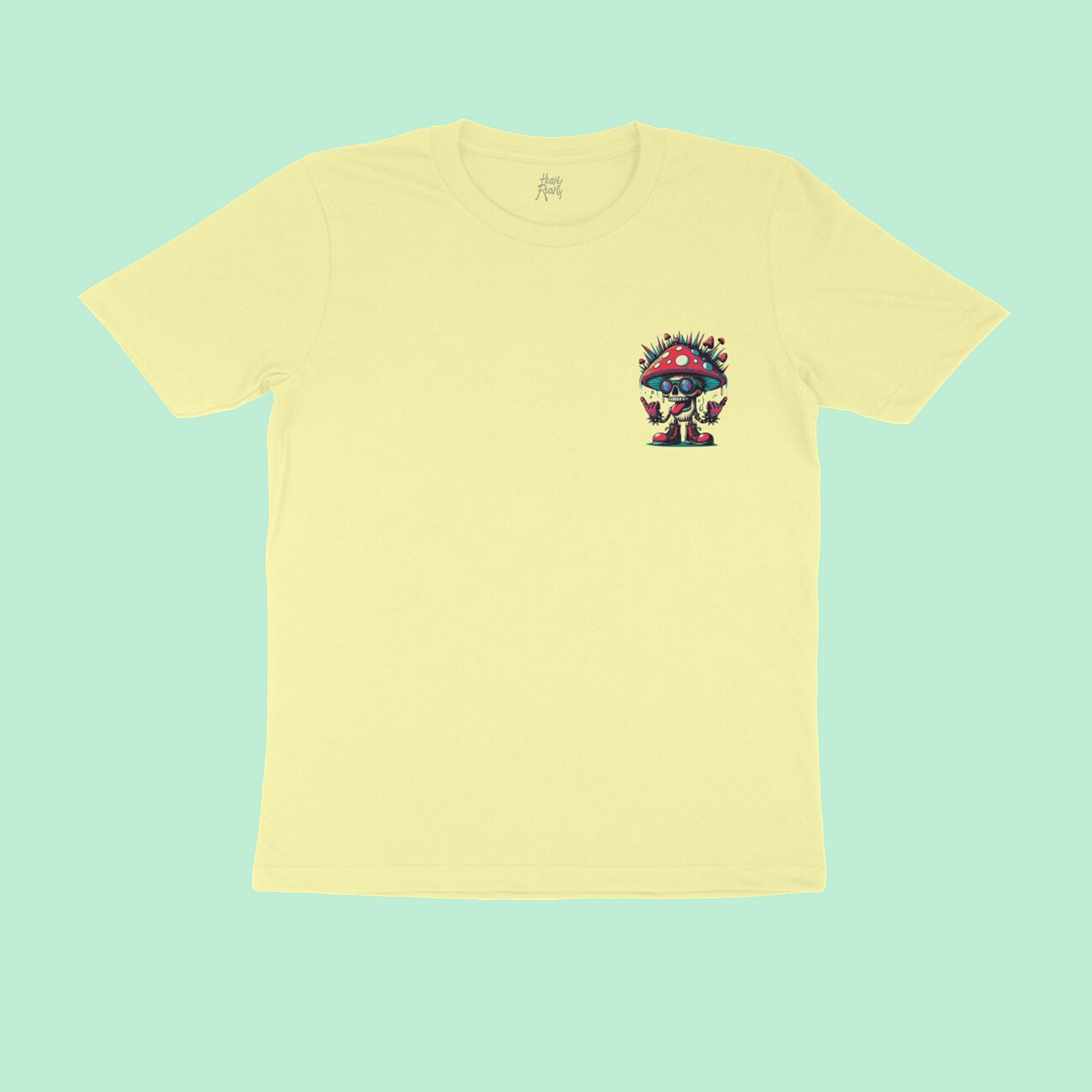 shroom-butter-yellow-round-neck-t-shirt