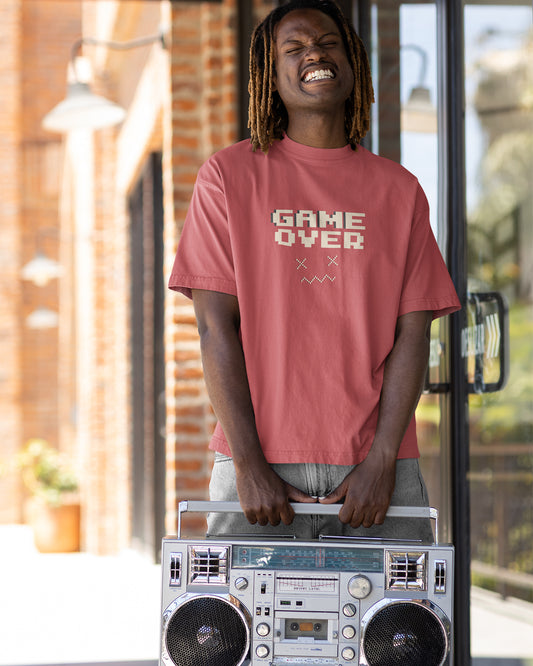 GAME OVER: DUSTY ROSE OVERSIZED T-SHIRT FOR MEN