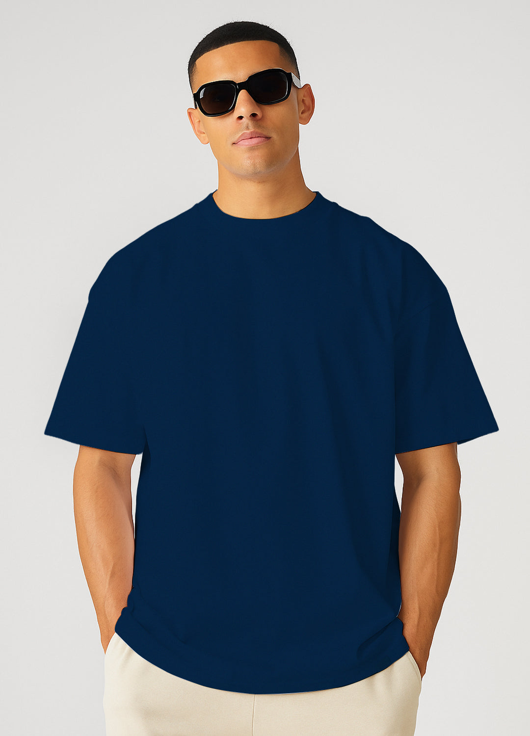 SOLID PLAIN: NAVY BLUE PREMIUM OVERSIZED T-SHIRT