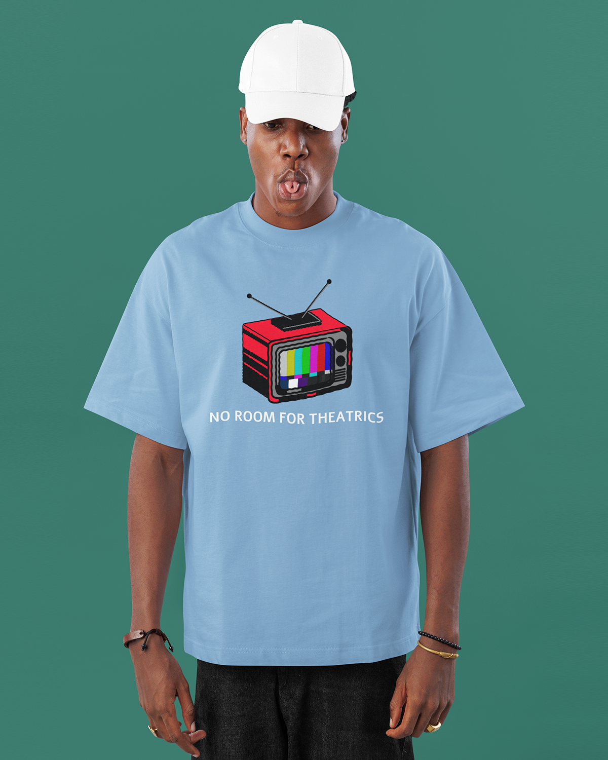 NO THEATRICS: BABY BLUE OVERSIZED T-SHIRT