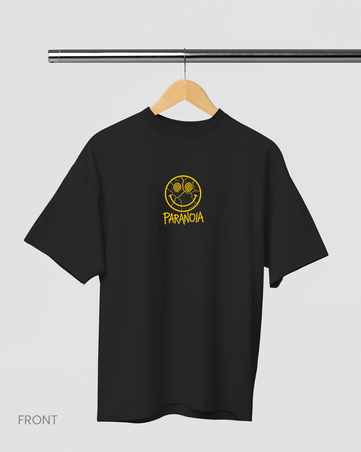 PARANOIA: BLACK OVERSIZED T-SHIRT FOR MEN