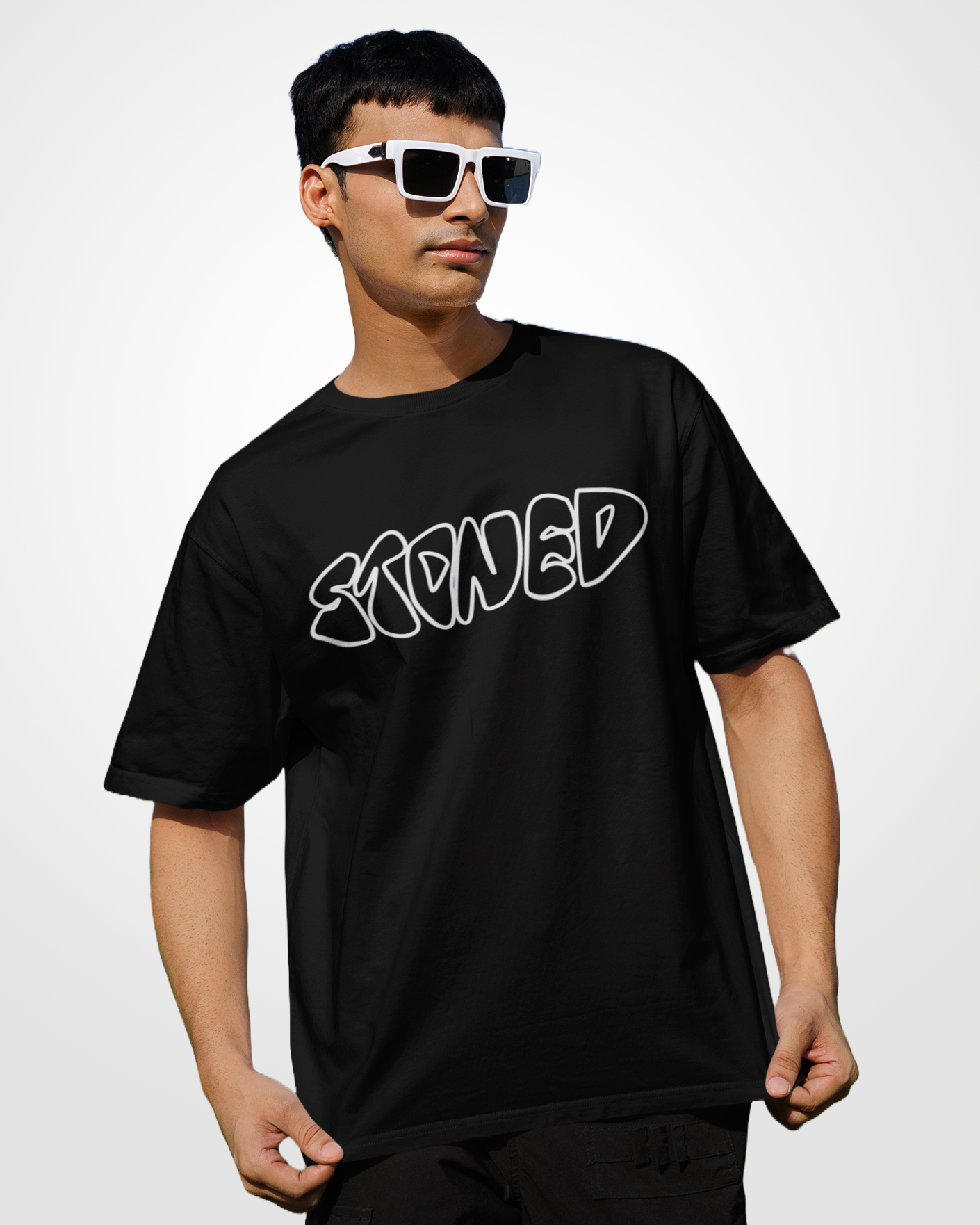 STONED: BLACK OVERSIZED T-SHIRT