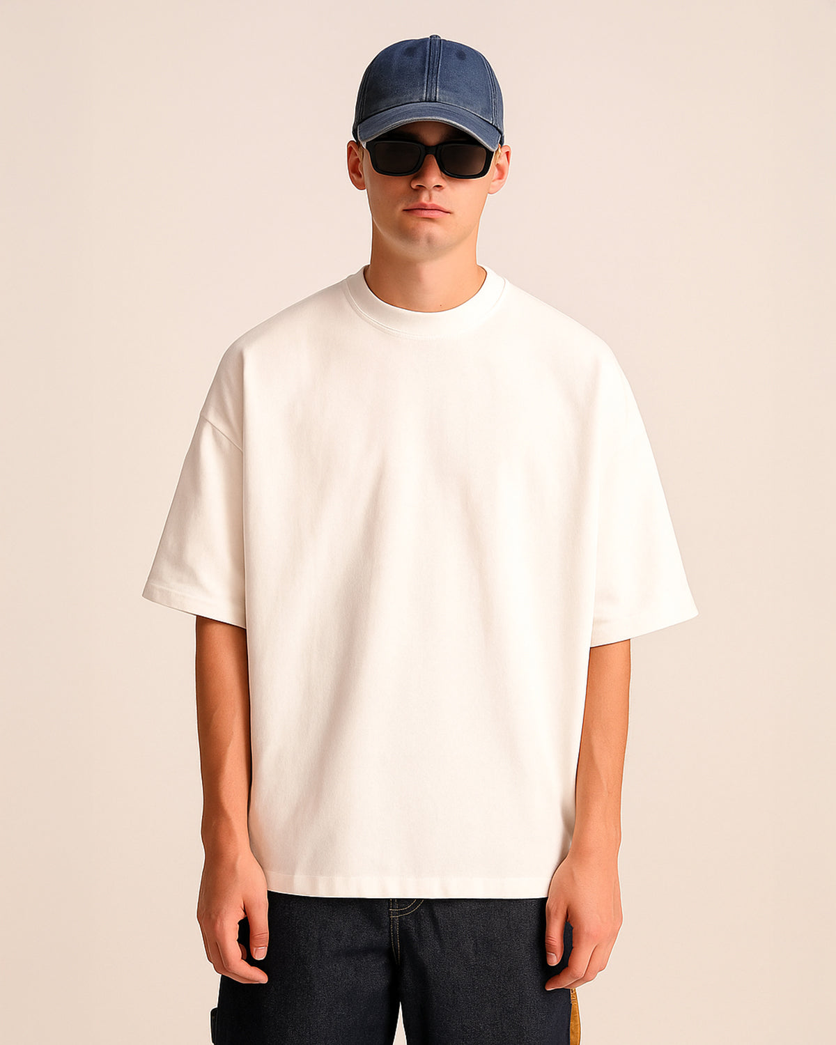 SOLID PLAIN WHITE OVERSIZED T-SHIRT FOR MEN