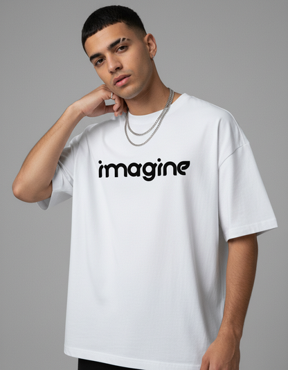 IMAGINE: MEN'S WHITE OVERSIZED T-SHIRT
