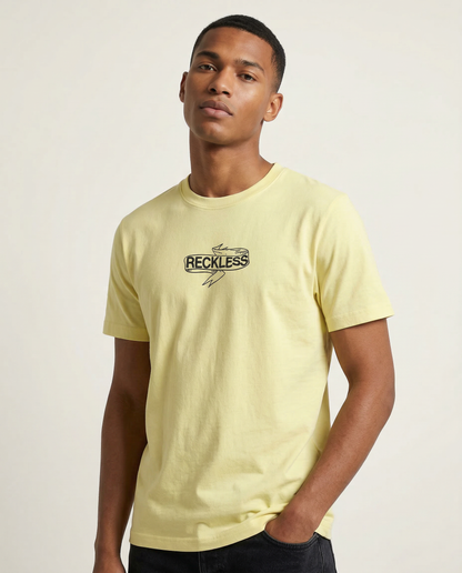 RECKLESS: BUTTER YELLOW ROUND NECK T-SHIRT