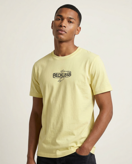RECKLESS: BUTTER YELLOW ROUND NECK T-SHIRT