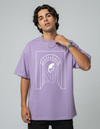 MEOW: IRIS LAVENDER OVERSIZED T-SHIRT FOR MEN