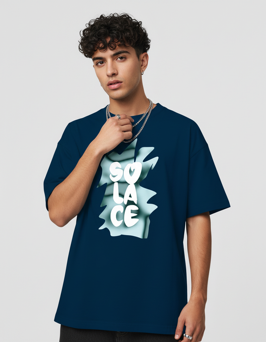 SOLACE: NAVY BLUE OVERSIZED T-SHIRT FOR MEN