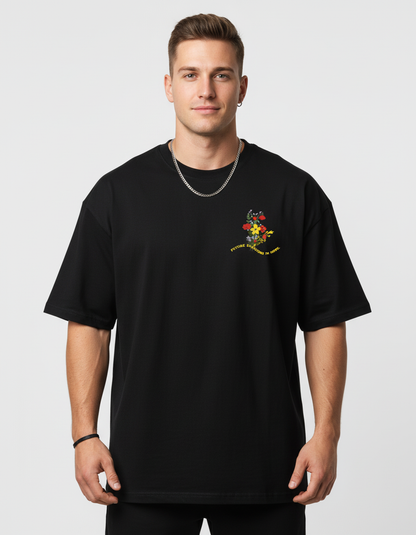 BLOSSOMS: BLACK MEN'S OVERSIZED T-SHIRT FOR MEN