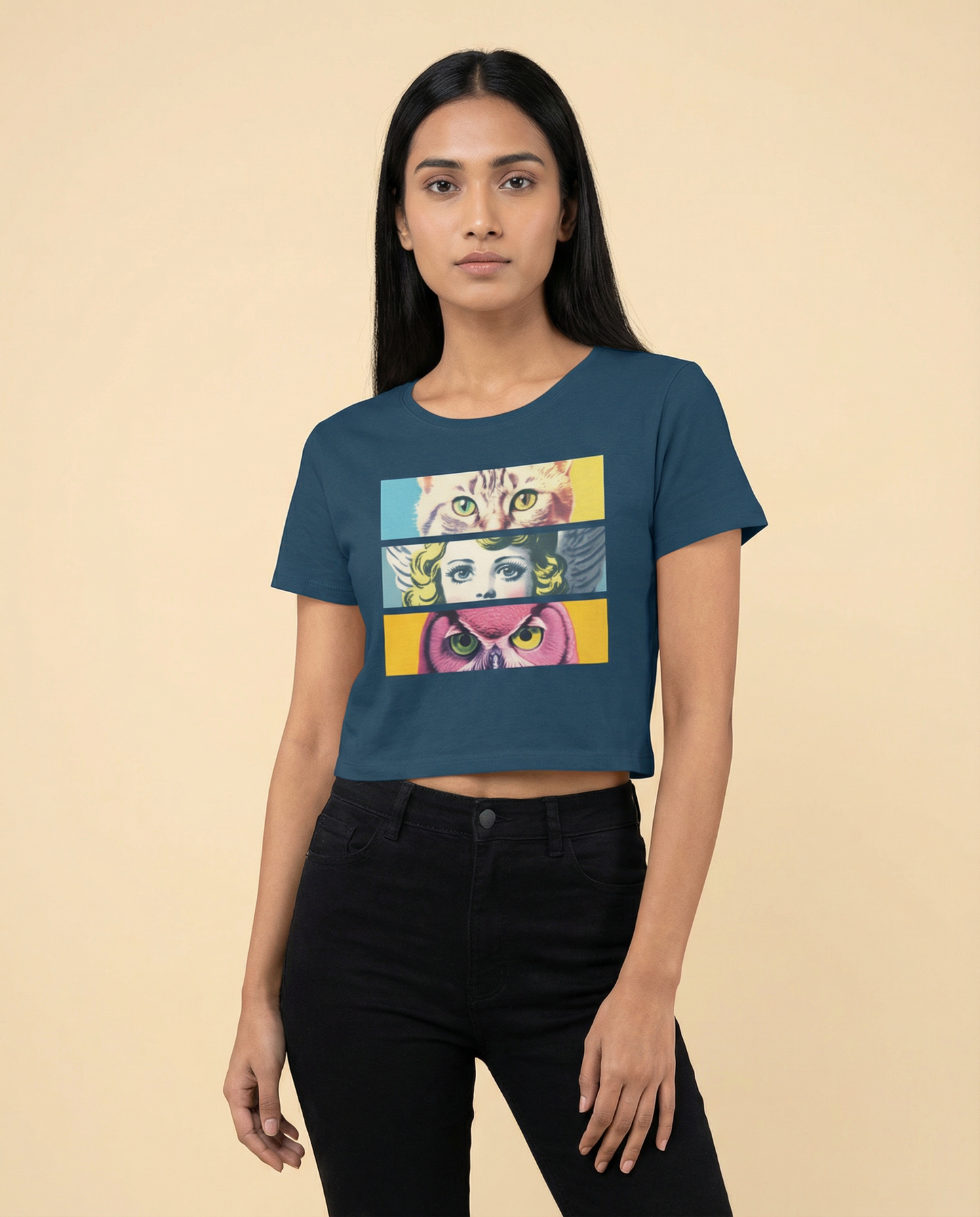EYES: NAVY BLUE CROP TOP
