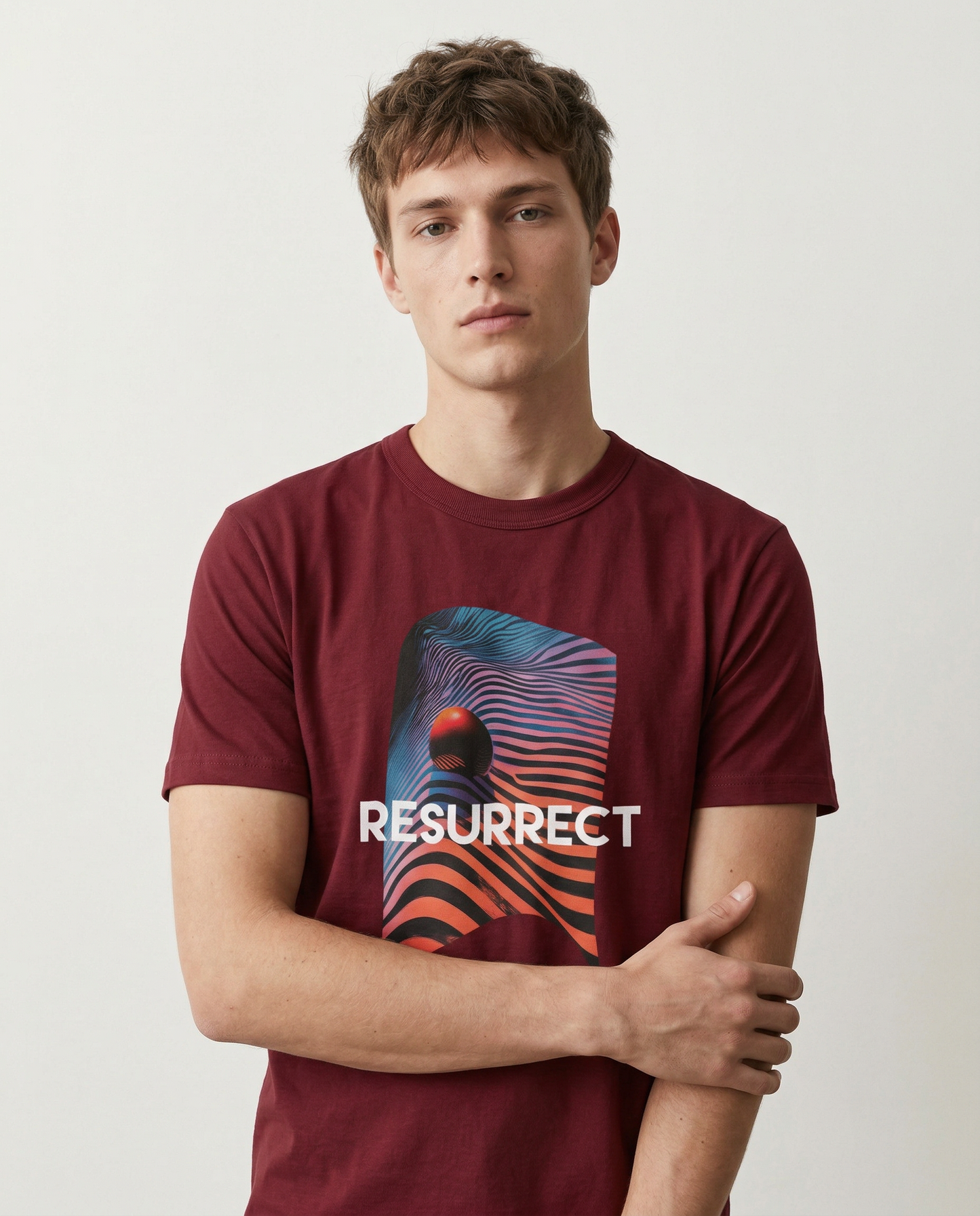 RESURRECT: MAROON ROUND NECK T-SHIRT