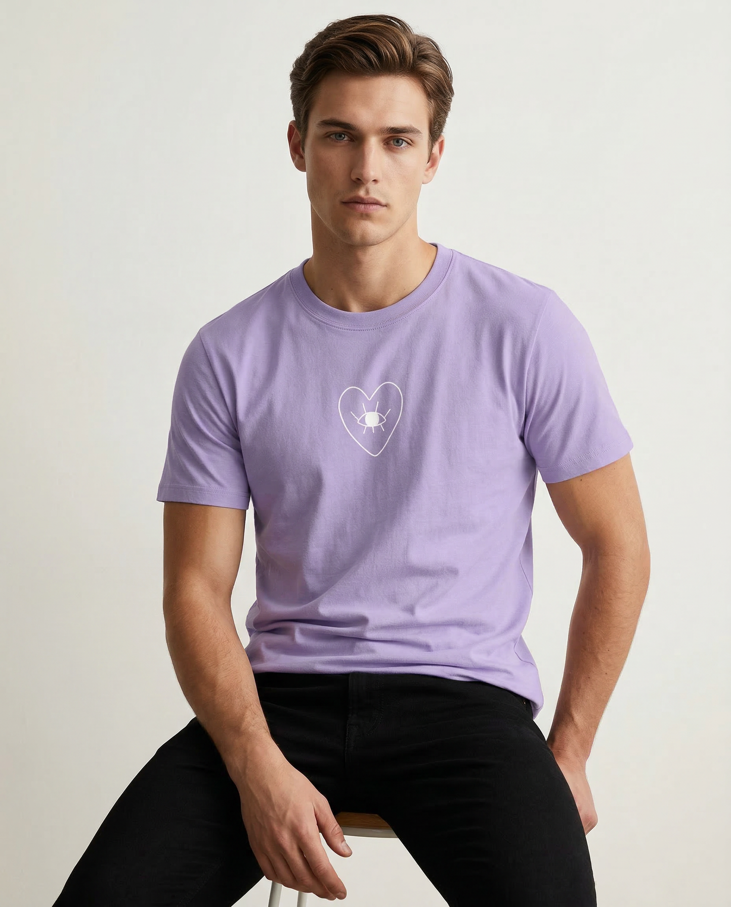 SEE LOVE: IRIS LAVENDER ROUND NECK T-SHIRT