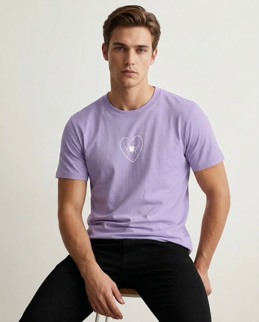 SEE LOVE: IRIS LAVENDER ROUND NECK T-SHIRT