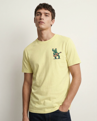 ROCKTUS: BUTTER YELLOW ROUND NECK T-SHIRT