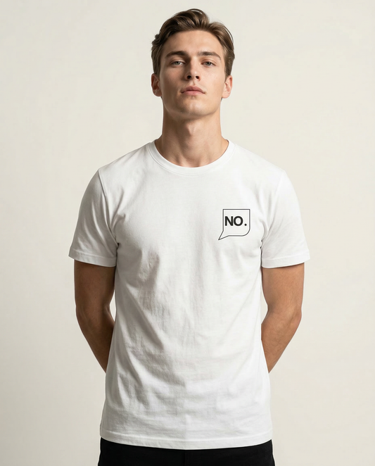 NOPE: WHITE ROUND NECK T-SHIRT