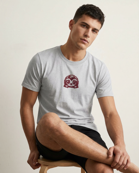 SLOTHING II : MELANGE GREY ROUND NECK T-SHIRT