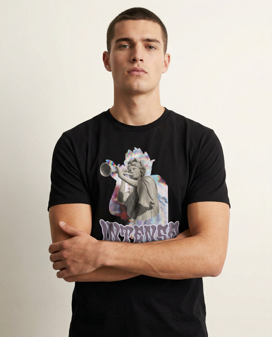 INTENSE: BLACK ROUND NECK T-SHIRT