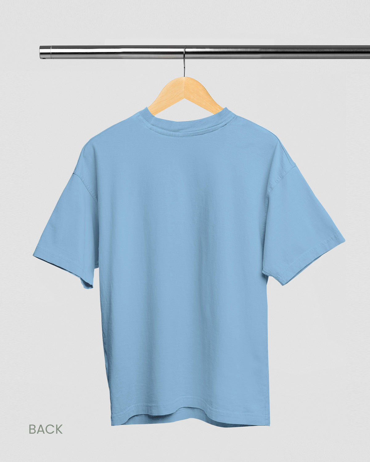 Solid Plain Baby Blue Oversized T-Shirt for Men