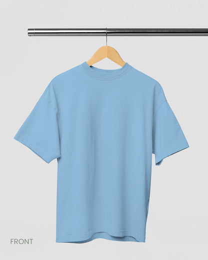 Solid Plain Baby Blue Oversized T-Shirt for Men