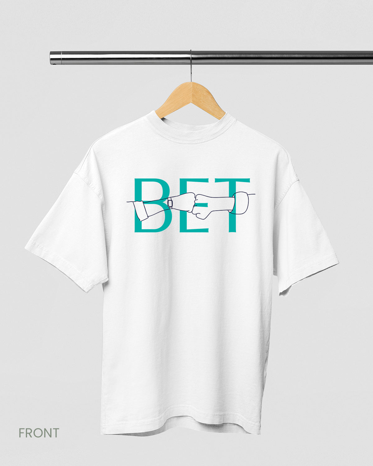 BET: White Oversized T-Shirt for Men