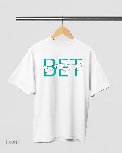 BET: White Oversized T-Shirt for Men