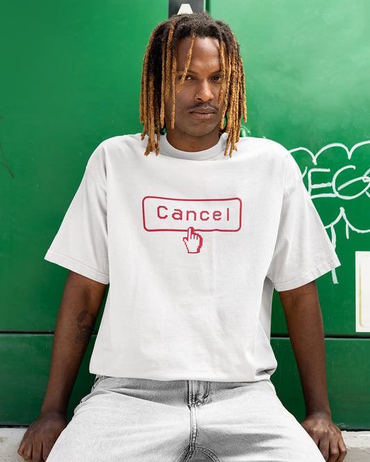 CANCEL: White Oversized T-Shirt for Men