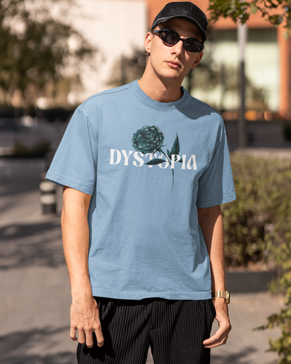 DYSTOPIA: Baby Blue Oversized T-Shirt for Men