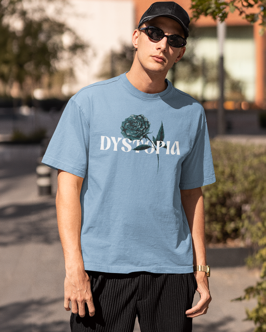 DYSTOPIA: Baby Blue Oversized T-Shirt for Men