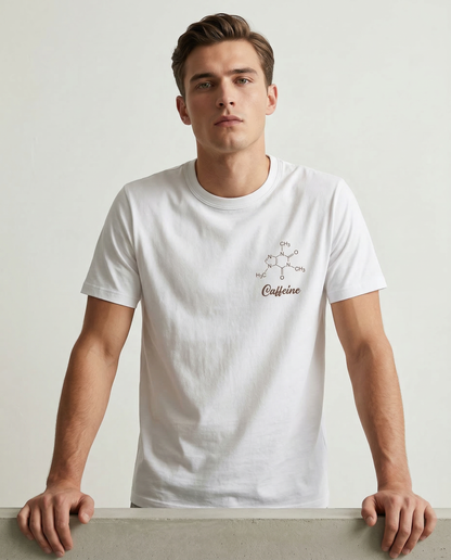 COFFEE COMPOUND: WHITE ROUND NECK T-SHIRT