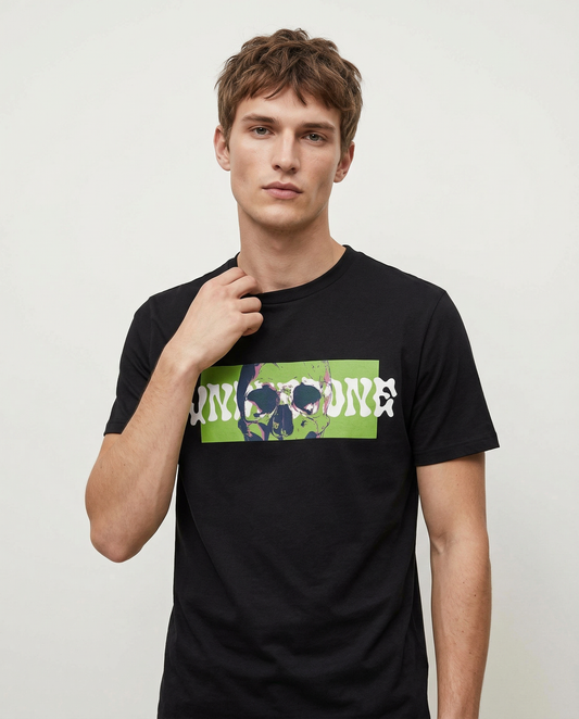 UNDERDONE: BLACK ROUND NECK T-SHIRT