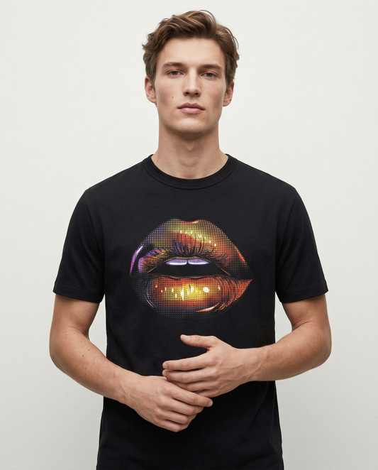ALLURE: BLACK ROUND NECK T-SHIRT