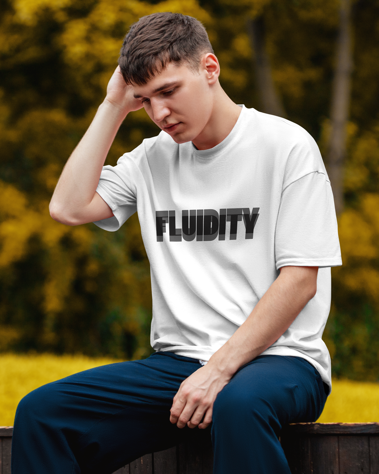 FLUIDITY: White Oversized T-Shirt for Men