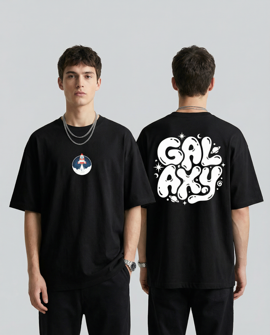 GALAXY: Premium Black Oversized T-Shirt