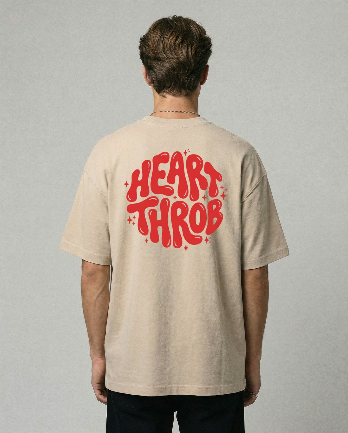 HEARTTHROB: Beige Premium Oversized T-Shirt
