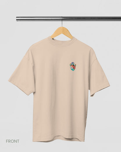 HEARTTHROB: Beige Premium Oversized T-Shirt