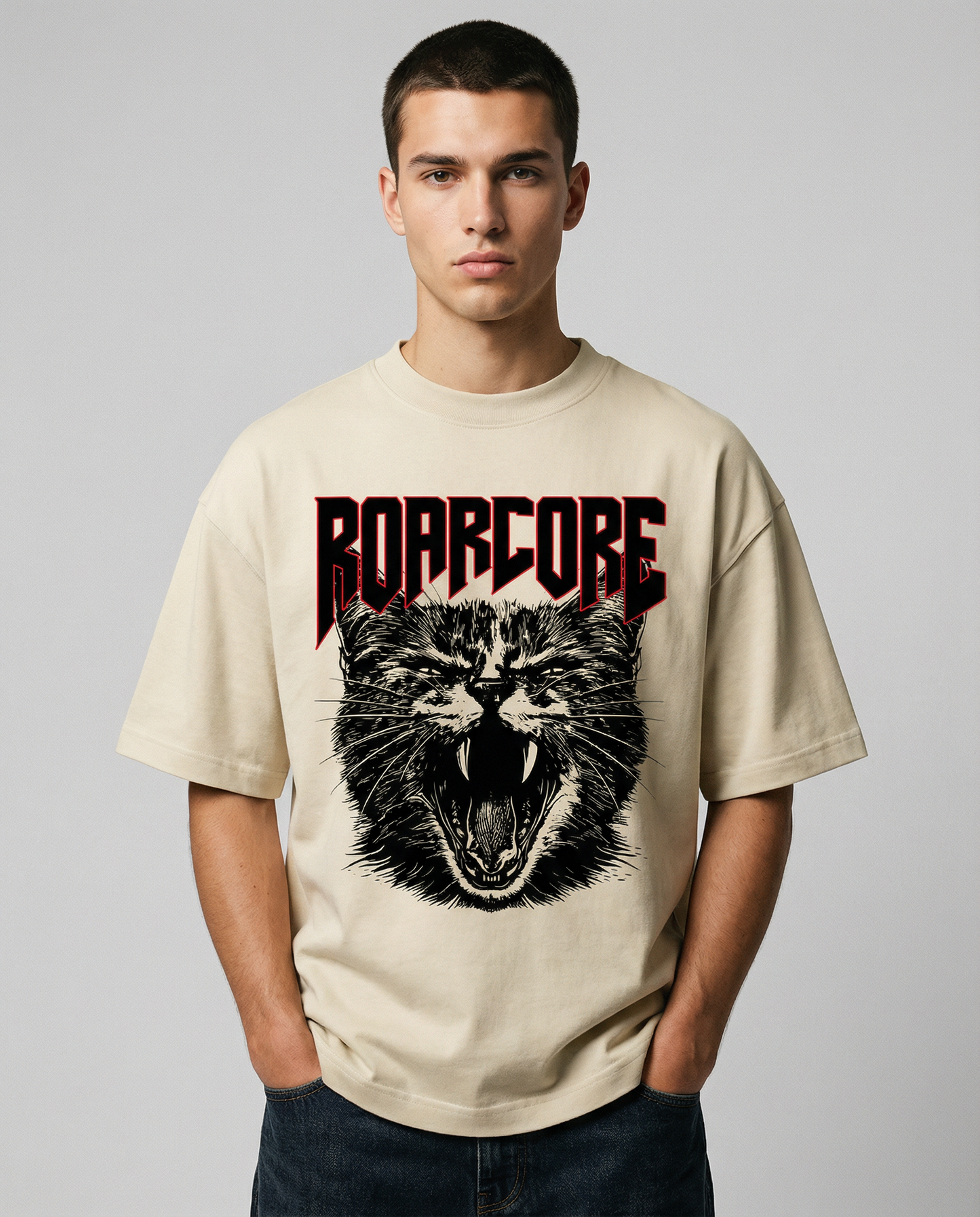 ROARCORE: Off White Oversized T-Shirt