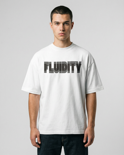 FLUIDITY: WHITE OVERSIZED T-SHIRT FOR MEN