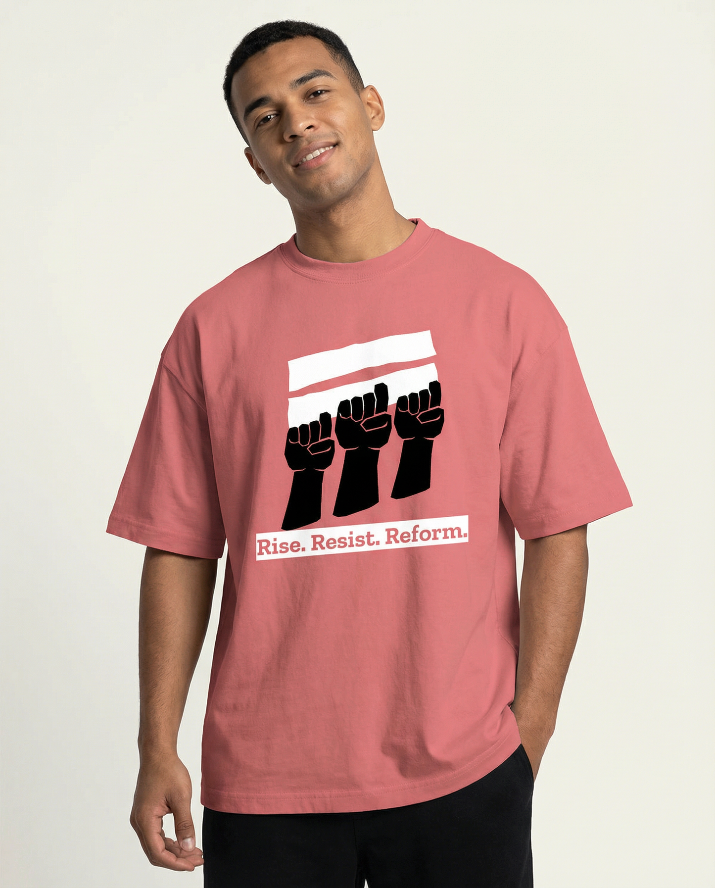 RISE-RESIST-REFORM: DUSTY ROSE OVERSIZED T-SHIRT