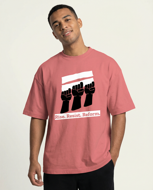 RISE-RESIST-REFORM: DUSTY ROSE OVERSIZED T-SHIRT