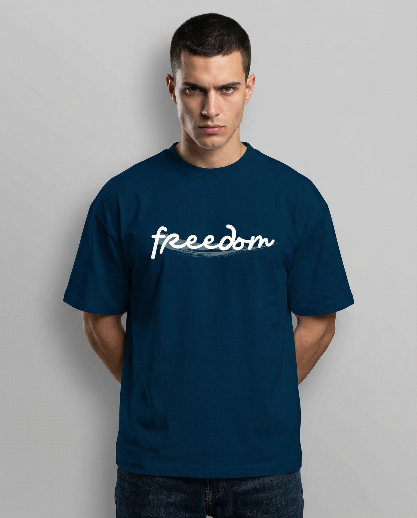 FREEDOM: NAVY BLUE MEN'S OVERSIZED T-SHIRT
